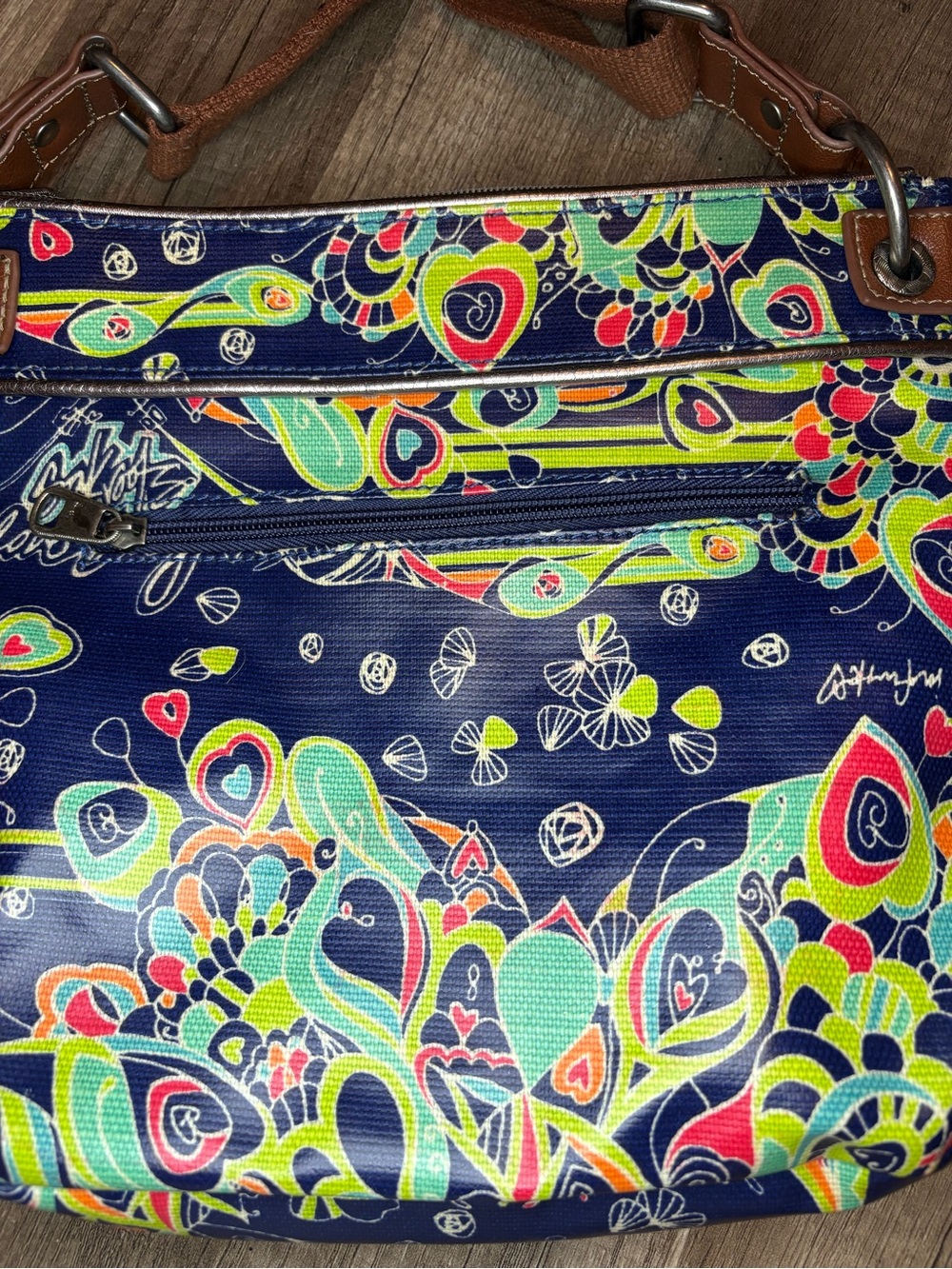 Sakroots Navy Floral Multicolor Crossbody Bag - Picture 9 of 9